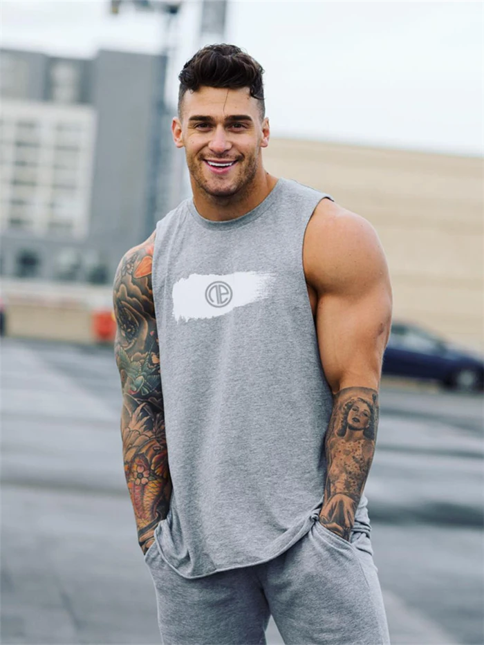 YEMEKE Gyms модная одежда Бодибилдинг майка мужская майка для фитнеса рубашка без рукавов однотонная хлопковая майка для мускулистых мужчин майка