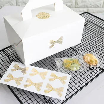 

240pcs Golden bowknot pvc gift seal label stickers for Handmade Product Party Favor Gift Bag Candy Box Decoration 4.5*3cm