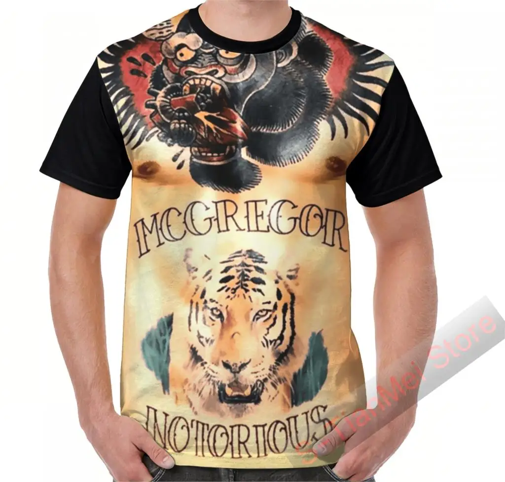 

Graphic t shirt men tops tees Conor McGregor Tattoos Chest and Stomach printed women funny T-Shirt Short Sleeve Casual tshirts