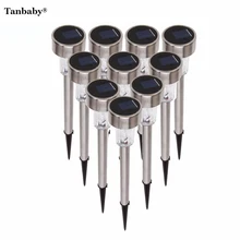 Tanbaby 10 шт./лот Солнечный свет Нержавеющая сталь Открытый Пейзаж сада освещения для пути газон патио