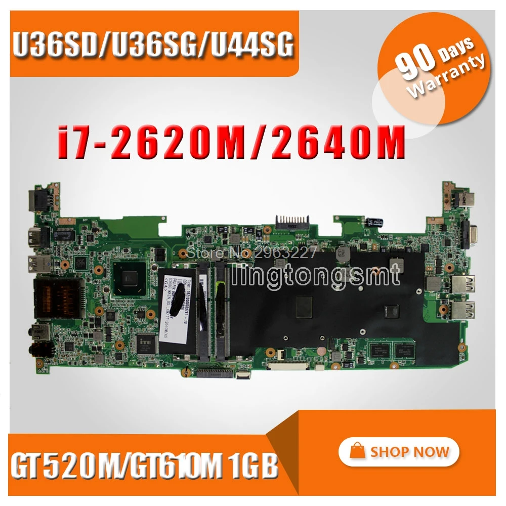 

FOR ASUS U36SD U36SG U44SG motherboard with I7-2620/2640 CPU laptop motherboard REV 2.1 GT610/GT520 1G 100% Tested Mainboard