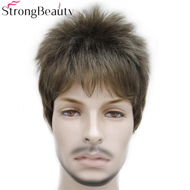 StrongBeauty Fake Synthetic Short Black Brown Gold Boy Wig Men Students