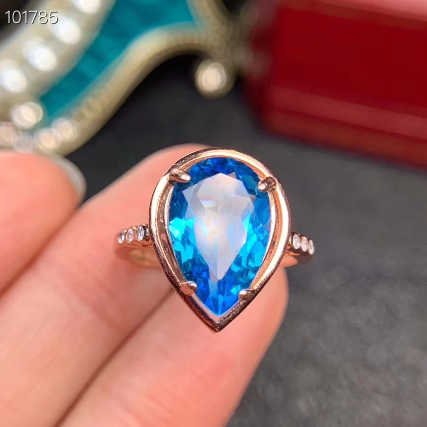 Сердце Стиль синий топаз драгоценный камень кольцо с серебром