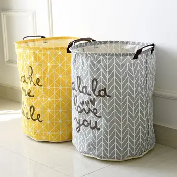 

Folding Linen Laundry Basket Standing Storage Baskets Home Storage Bucket Sundries Clothing Toy Storage Basket