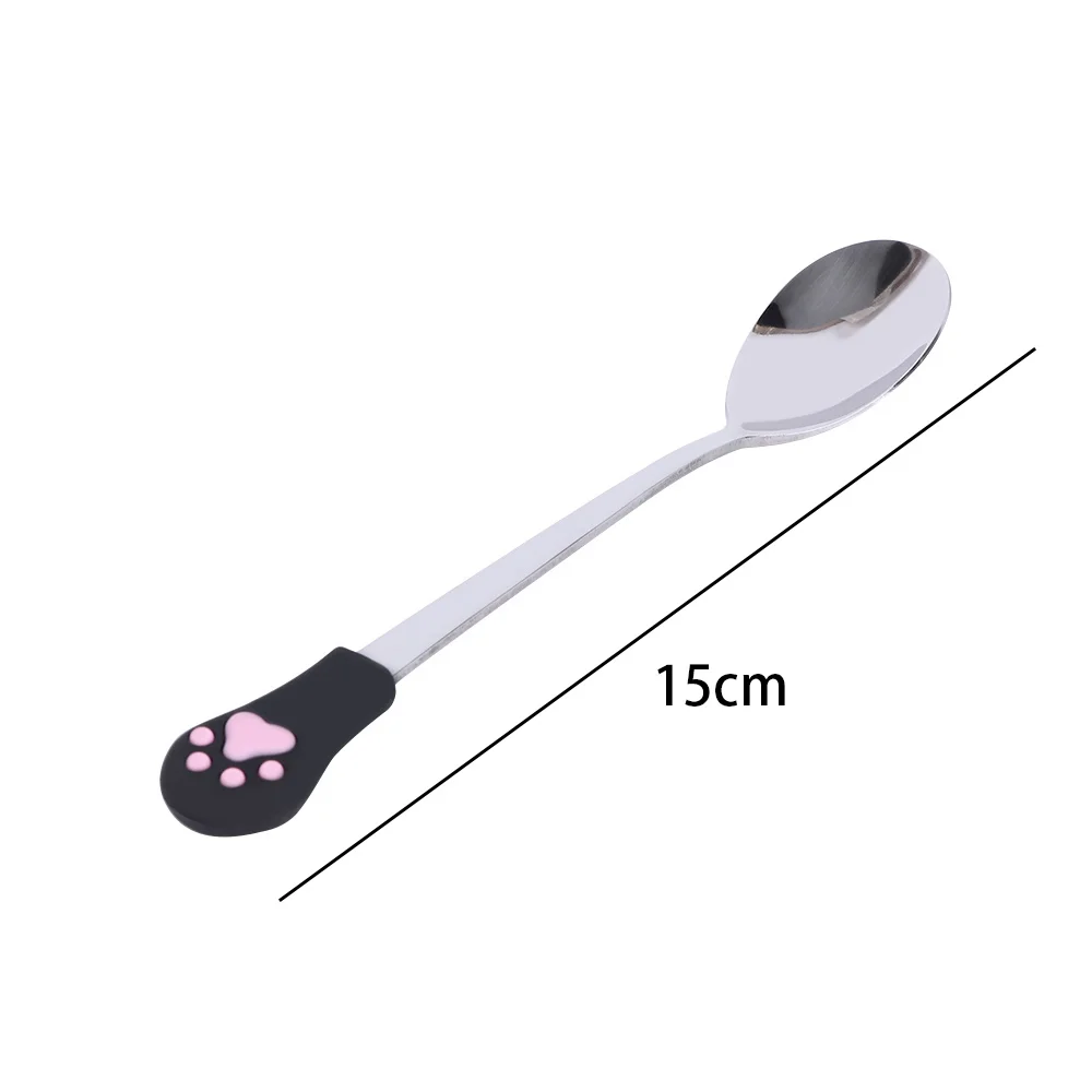 1 Pcs Stainless Steel Cute Cat Claw Coffee Spoons Fruit Fork Dessert Spoon Candy Tea Spoon Cat Drink Tableware Kitchen Supplies