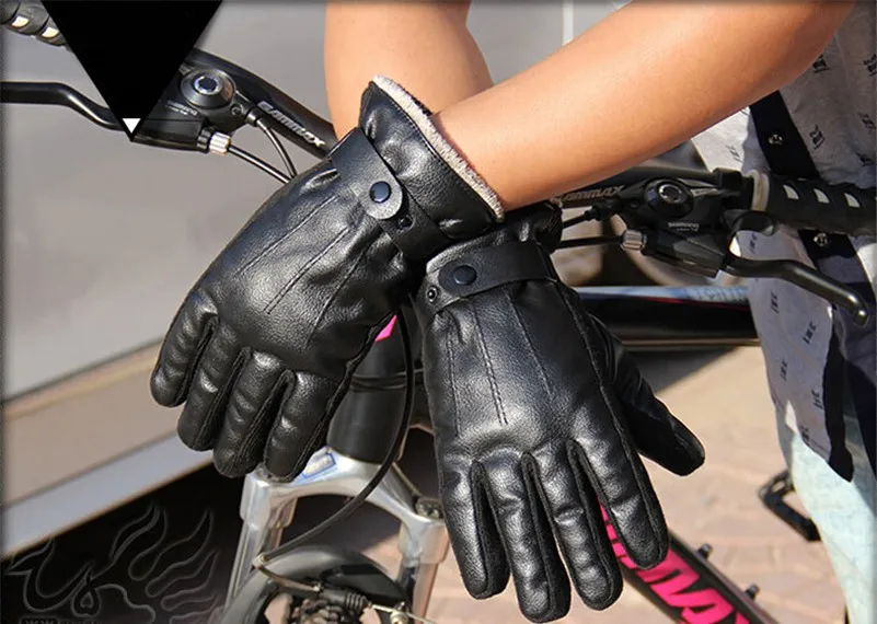 WEST BIKING для мужчин из искусственной кожи Guantes Ciclismo зима полный палец толстые вождения мотоциклетные флис Luva велосипед велосипедные перчатки