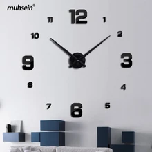 Freeshipping 2017New Home decoration big mirror wall clock modern design 3D DIY large decorative wall clocks watch unique gift