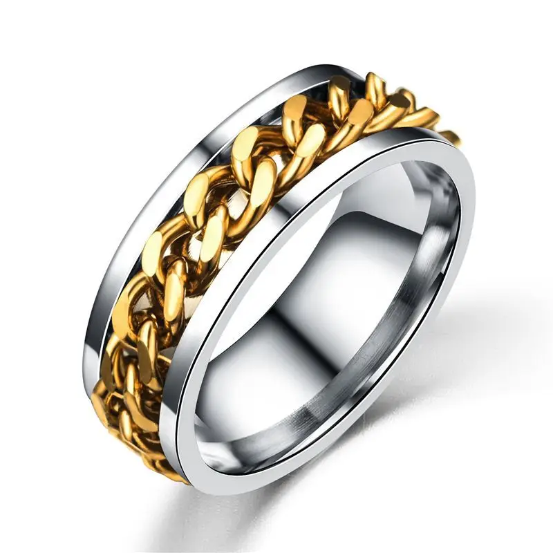 Bohemian Silver Color Titanium Stainless Steel Cocktail Rings Men Punk Statement Chain Finger Rings for Women Metal Jewelry finger ring silver ring stainless steel ring chain ring