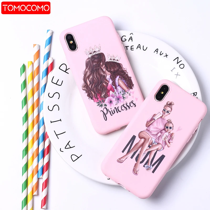 

Fashion Queen Classy Paris Girl Summer Travel Mom Baby Soft Silicone Candy Case Coque For iPhone 11 6 8 8Plus X XS Max 7 7Plus