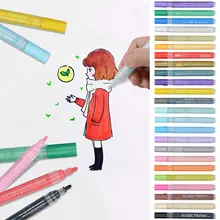 24 цвета красочные водонепроницаемые металлические акриловые краски маркер ручка эскиз ремесло скрапбук