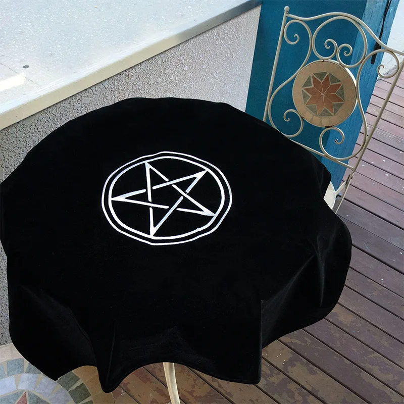 80x80cm tarot tablecloth wicca sun,pentacle velvet  tarot cloth  board game play mat Accessories embroidery table cover