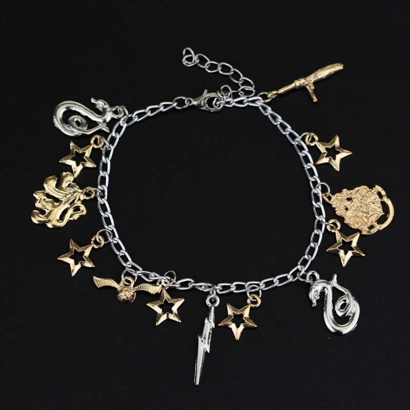 

Free Shipping Movie Jewelry bracelet Wholesale Golden Snitch Slytherin School Bracelet Custom Charm Bracelets