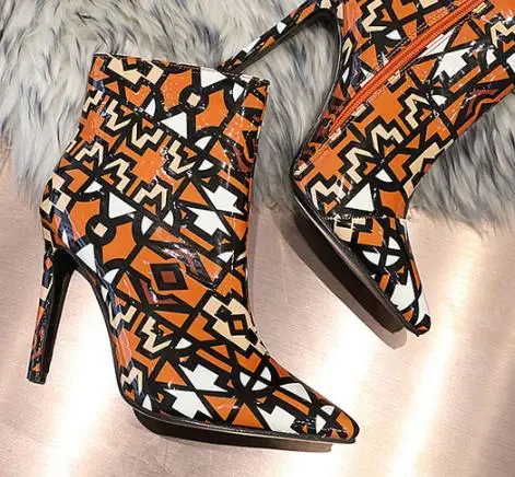 

Women Boots Winter Shoes High Heels Fashion Color Match Ankle Boots Pointed Toes.