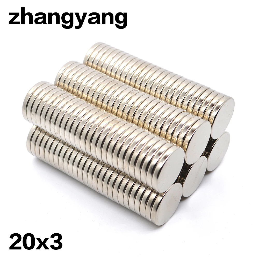 

ZHANGYANG 10pcs/lot 20 x 3 mm Super Strong Rare Earth Disc 20mm x 3mm Fridge Permanet Magnet Small Round Neodymium Magnet 20*3MM