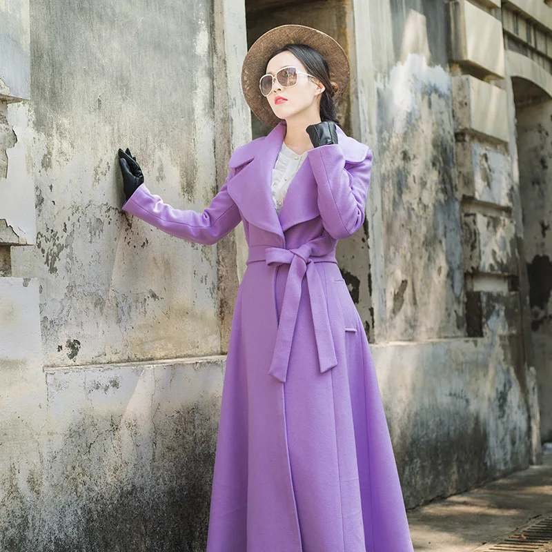 YOSIMI 2018 Autumn Winter Maxi Elegant Wool Long Women Coat Women Purple Plus Size Coat Famale S-XXL Coats and Jackets Women YOSIMI 2018 Autumn Winter Maxi Elegant Wool Long Women Coat Women Purple Plus Size Coat Famale S-XXL Coats and Jackets Women
