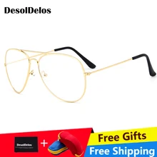 Унисекс Прозрачные очки с металлической оправой оптическая близорукость очки Классические Брендовые очки мужские и женские прозрачные простые линзы очки с коробкой