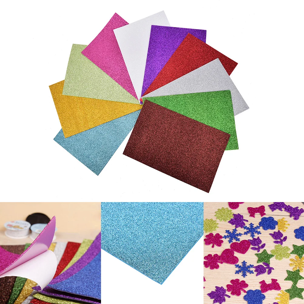 

10PCs 27.5*20cm Flash Powder Cardboard Paper Glitter Crafts Paper Powder Handmade DIY Material Without Sticker Children's Toy