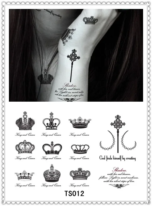 Yeeech Temporary Tattoo Sticker King and Queen Crown God Creating
