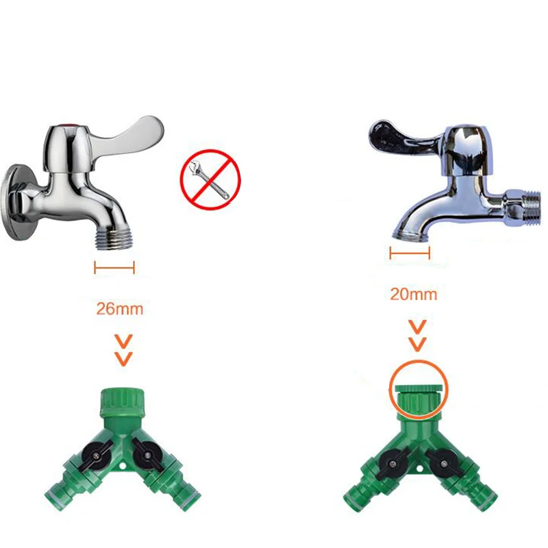 2-полосная адаптер Y кран соединитель, кран фитинг для поливки в саду инструмент для полива