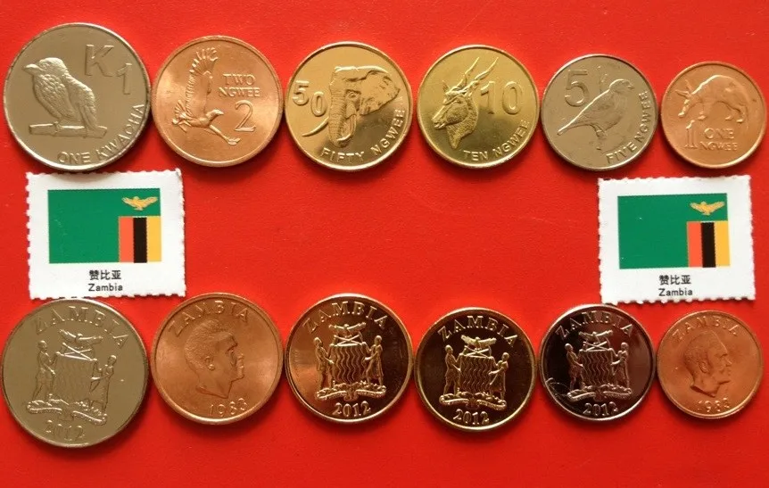 

In Zambia 6pieces/ Set UNC original Coin In 2012 the new animal pattern Not circulated