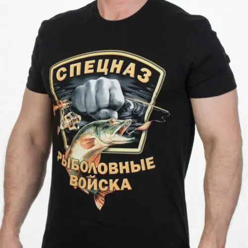 Хлопковая классическая мужская футболка с эмблемой спецназа|Футболки| |