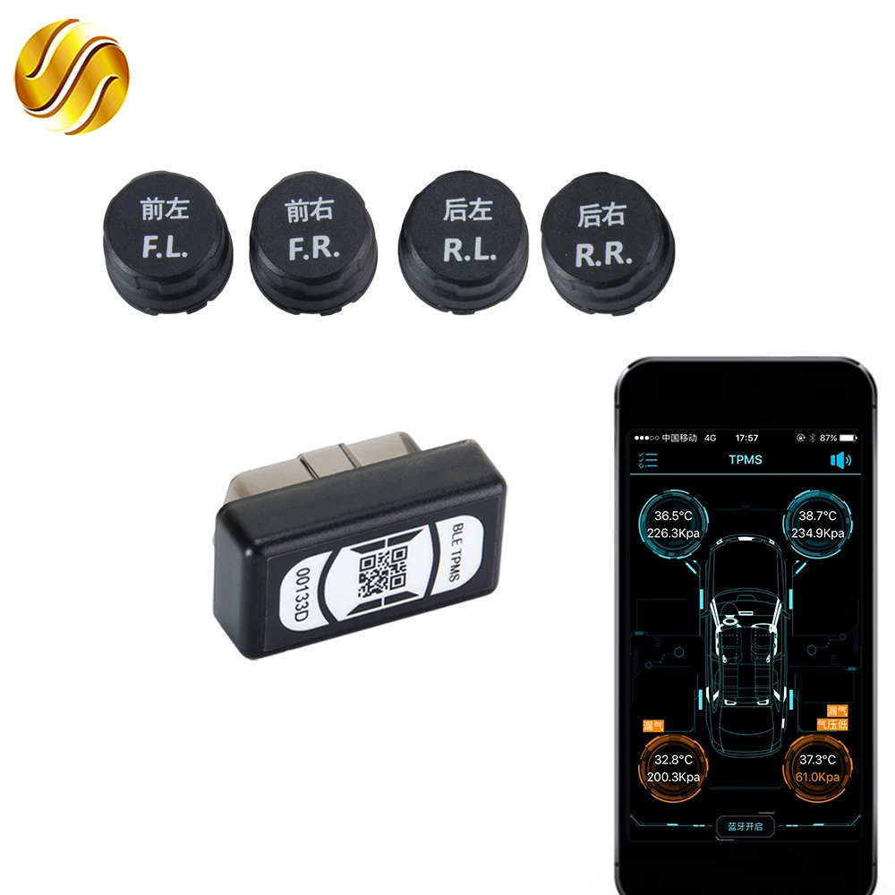 Viecar Car Tire Pressure Alarm System TPMS Monitoring Bluetooth OBD