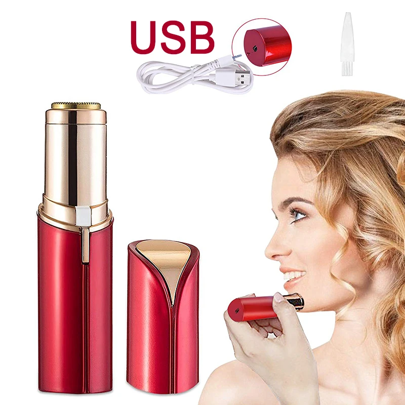 Electric Epilator Women Painless Hair Removal Female Upper Lip Cheeks Lipstick Shaver Razor Face Hair Remover USB Rechargeable (4)