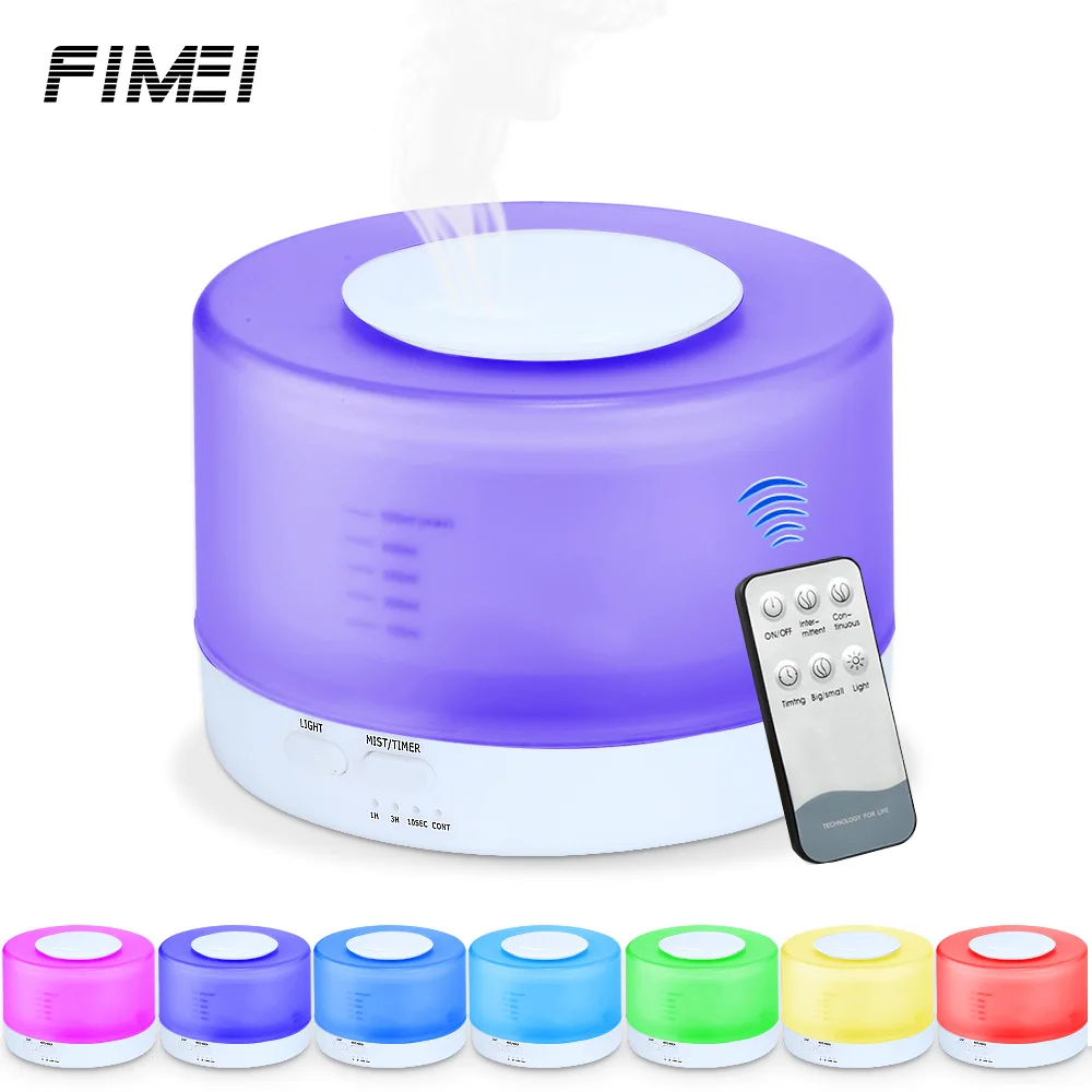 

500ml Ultrasonic Air Aroma Humidifier With 7 Color LED Lights Electric Aromatherapy Essential Oil Aroma Diffuser Remote Control