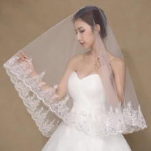 Новая свадебная фата с аппликацией из блесток Фата невесты с бесплатной расческой 75 см короткий один слой свадебный аксессуар дешевый, белый, Свадебный вуаль
