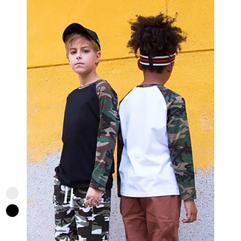 

Autumn and winter European and American camouflage rotator cuff long-sleeved t-shirts for boys mr001