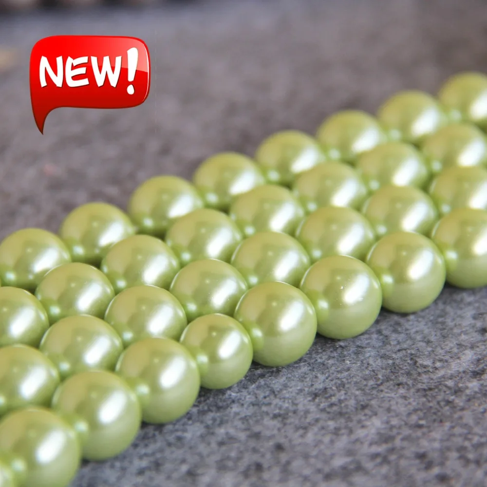 New For Necklace&ampBracelet 12mm Light Green Shell Pearl Beads DIY Gifts Women Girl Loose Jewelry Making Design 16inch | Украшения и