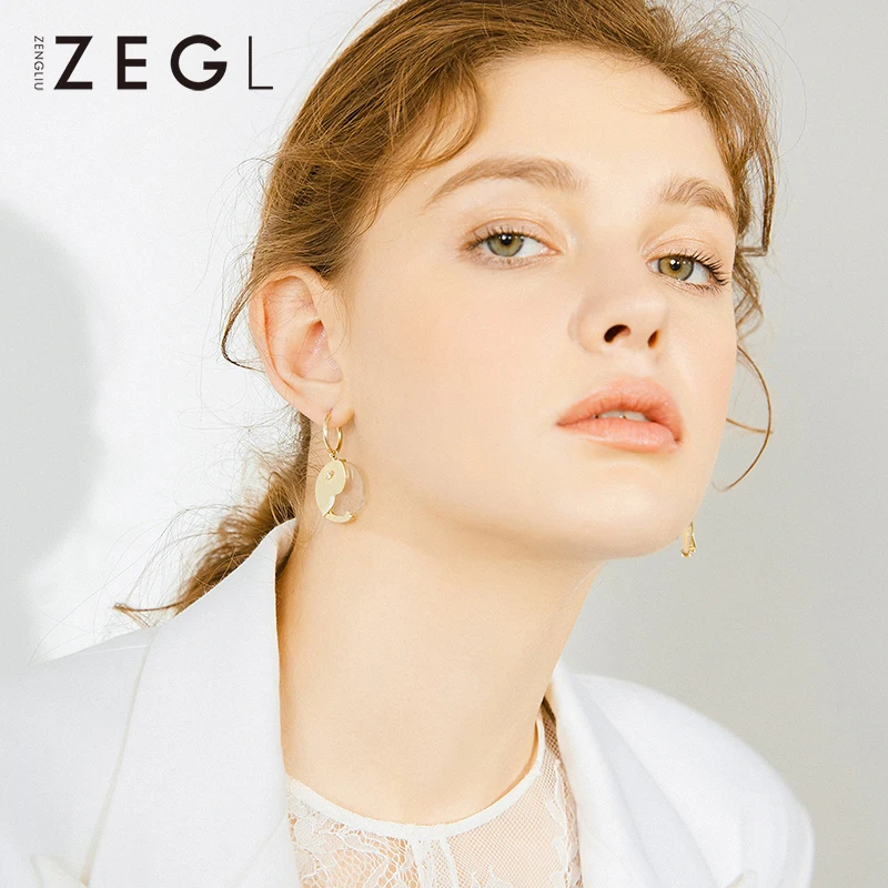 

ZEGL design sense French ear stud female Korean style personality elephant earrings