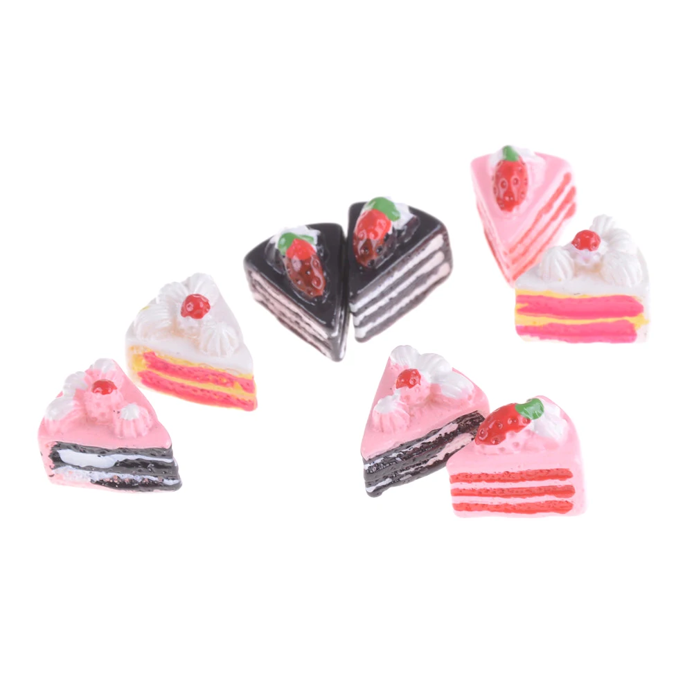 

2pcs 1/12 Kitchen Food Cakes Dollhouse Miniature Diy Home Decoration Pink White Coffee Color 13mm*16mm Pretend Play Kitchen Toys