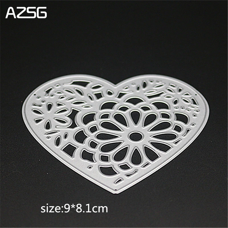 

AZSG Heart Flowers Metal Cutting Dies for Scrapbooking Photo Album Embossing DIY Paper Cards Making Decorative Stencil Craft