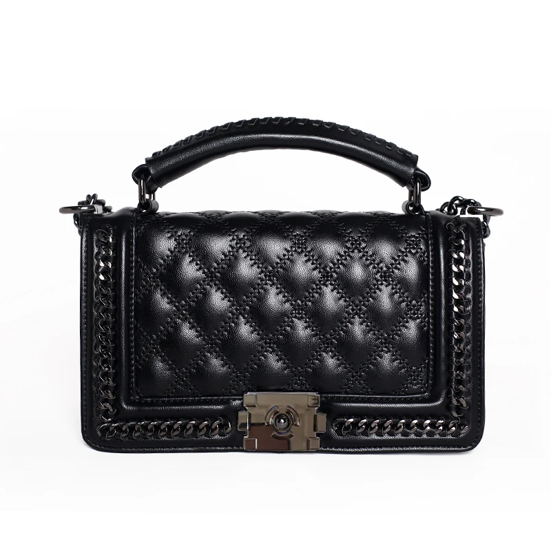 

New Leather Handbags All match Sheepskin Bag Chain Shoulder Rhombus Clutch Women female messenger bags Crossbody Bags Luxury