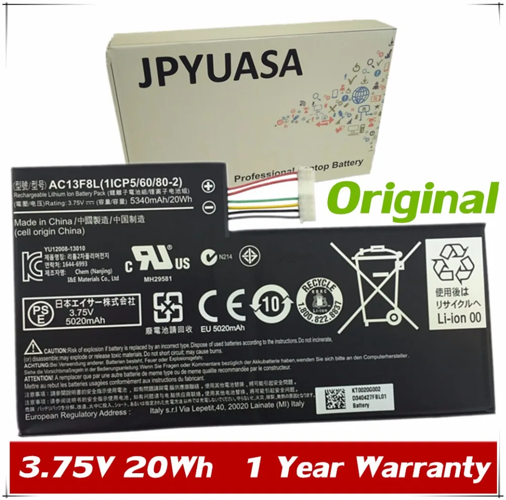 

JPYUASA 3.75V 20Wh 5340mAh AC13F3L AC13F8L Battery For Acer Iconia Tab A1-A810 A1-A811 Tablet W4-820P W4-820 1ICP5/60/80-2