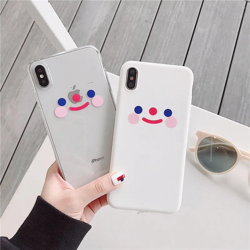 

Cute Smile soft tpu Clear Case for iPhone XR XS MAX X 6 6S 7 8 Plus Simple Ice Cream Smile pattern phone back cover Fundas