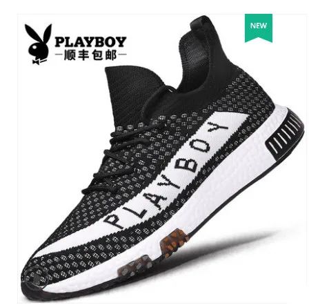 

Playboy men's shoes fall sneaker net surface breathable deodorant running shoes