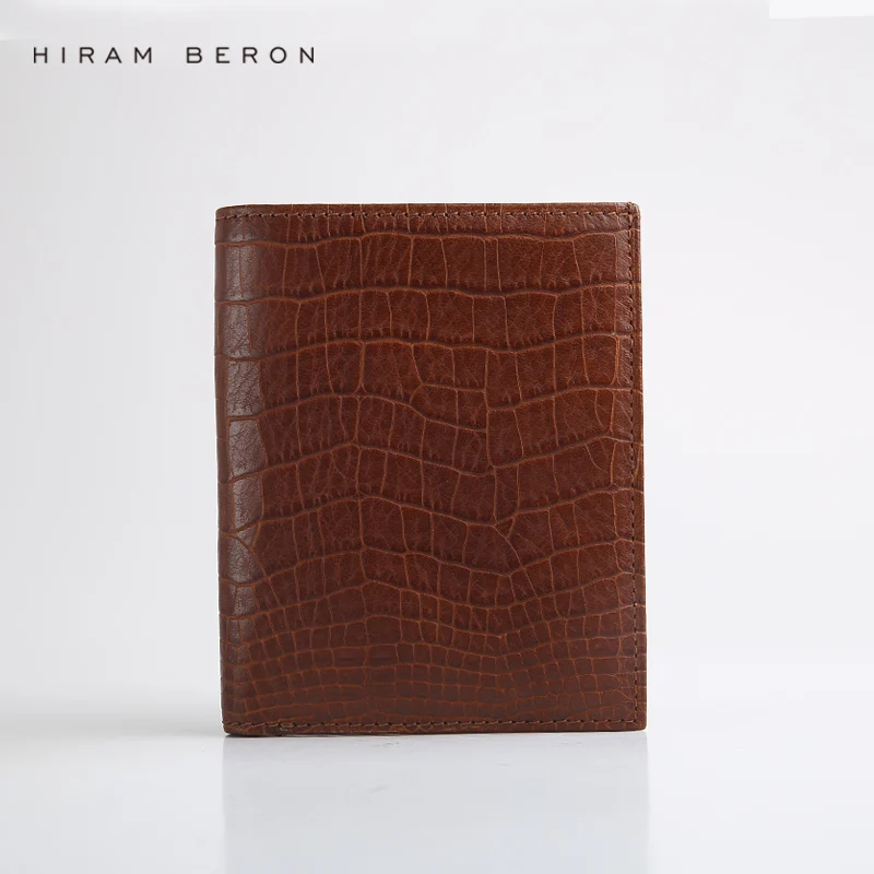 Hiram Beron кожаный бумажник для мужчин кошельки роскошный крокодиловый узор коровья кожа тонкий кошелек пользовательская именная этикетка Прямая поставка