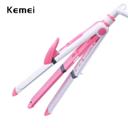 KeMei 3 In 1 Hair Curling Iron EU Plug Hair Straightener Multifunction corrugated Iron Corn Plate Heated Roller KM-1213 KeMei 3 In 1 Hair Curling Iron EU Plug Hair Straightener Multifunction corrugated Iron Corn Plate Heated Roller KM-1213