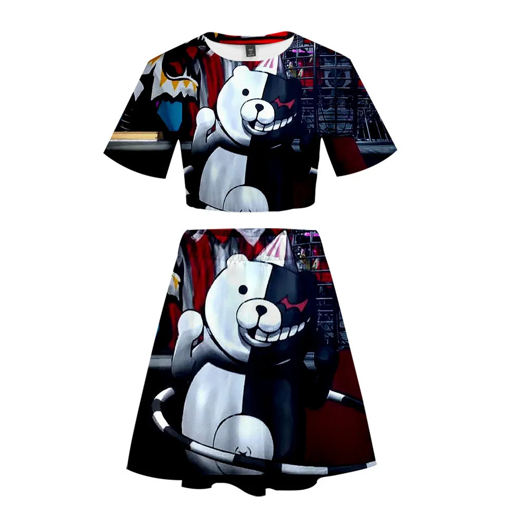 

Monokuma Women Outfits 2 Piece Set Women Outfit 3D Print T-Shirt Women's Suit Mini Skirt Summer Top Ensemble Femme