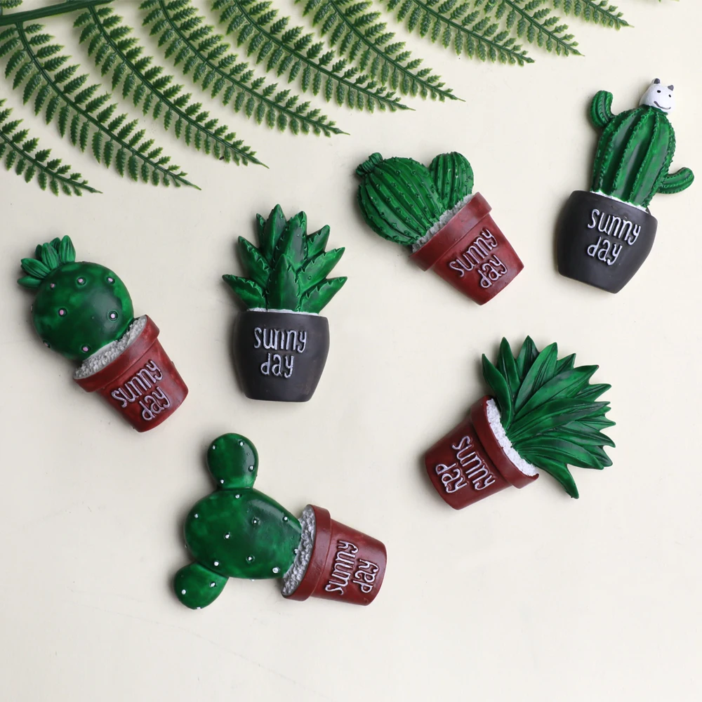 

Magnetic Simulated Bouquet Cactus Succulent Plant Fridge Sticker Resin 3D Refrigerator Sticker Home kitchens Decoration Souvenir