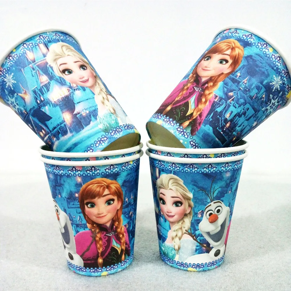 

6pcs/bag Frozen Anna And Elsa Party Decoration Disposable Tableware Paper Cups Cartoon Pattern Kids Party Supplies