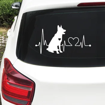 

18CM*9.5CM German Shepherd Vinyl Cartoon Animal Vinyl Pet Bumper Car Sticker Black/Silver DW-076