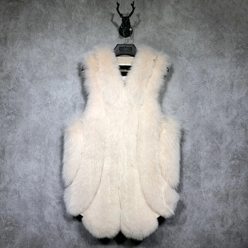 Fourrure Yoloagain Vraie Renard Gilet Multi multi Dames De multi multi multi Femmes Manches Sans xrpCwqSrE
