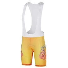 Унисекс Весна Лето Велоспорт нагрудник шорты Золотой желтый узор Феникс 3D защита подушки Индивидуальные/ обслуживание