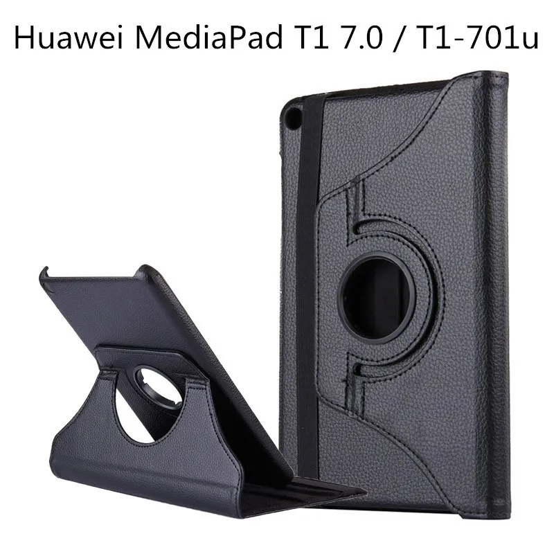 Cuckoodo 50 шт./лот 360 градусов вращения Кожаный чехол с держателем для Huawei MediaPad T1 7.0/t1-701u Личи по горизонтали