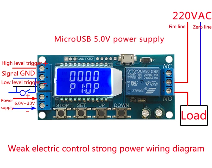 WAVGAT микро USB цифровой ЖК дисплей реле времени задержки модуль DC 6 30 в управление