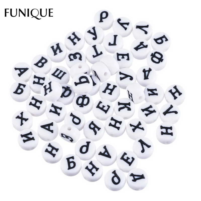 

FUNIQUE 200-1000PCs Russian Alphabet Letter Beads Acrylic Beads Findings For Jewelry Making Pacifier Clip DIY Beads Random Mixed