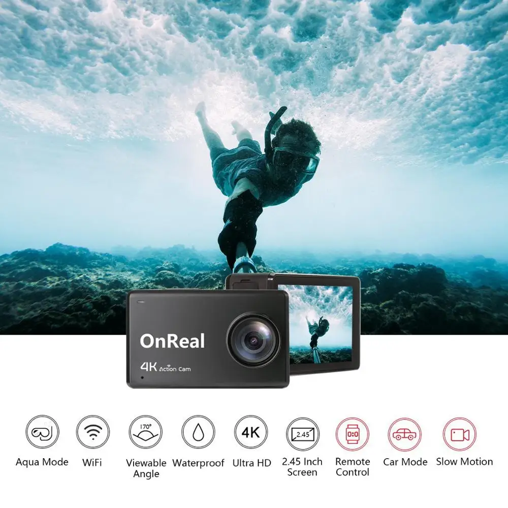 EIS Спортивная Экшн камера OnReal B1 + 4K 6P стекло Рыбий глаз объектив NTK96660 2 45 дюймов